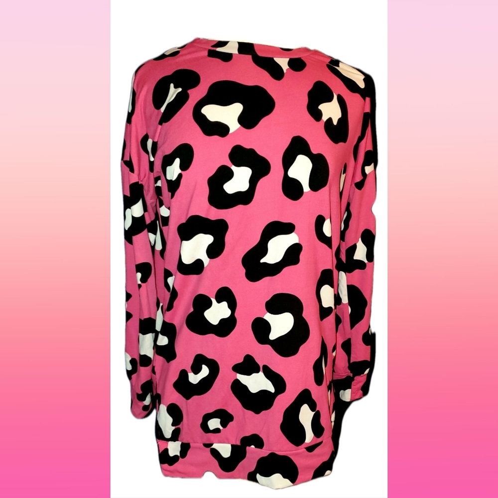 Women's Hot Pink Animal Print Tunic